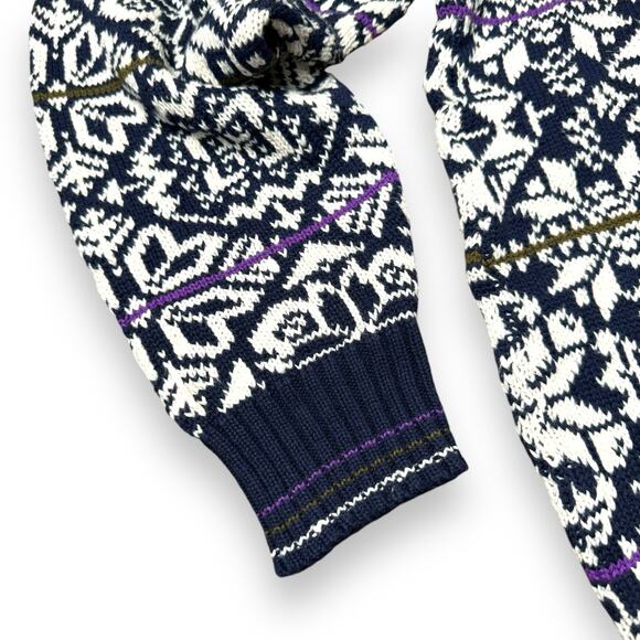 Vintage Nordic Snowflake Sweater Unisex L Knit Pullover Retro Winter Jumper USA - Picture 7 of 8